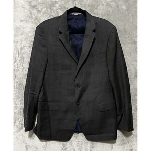 TOMMY HILFIGER charcoal gray windowpane sport coat jacket blazer 42R Wool Blend